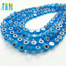 jewelry making aquamarine flat round evil eye glass beads